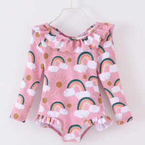 Pink Rainbow Ruffle Girl Swimsuit