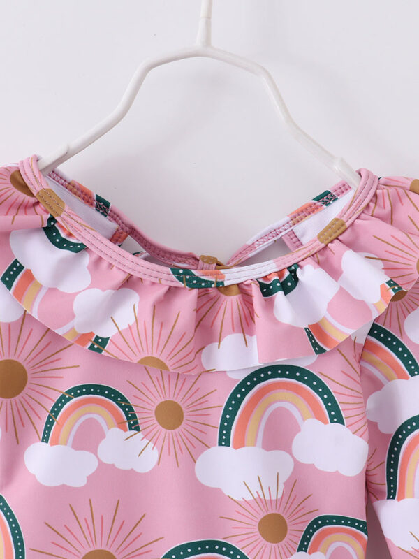 Pink Rainbow Ruffle Girl Swimsuit - Image 3