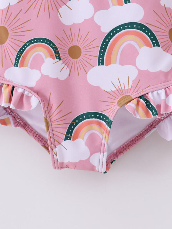Pink Rainbow Ruffle Girl Swimsuit - Image 4