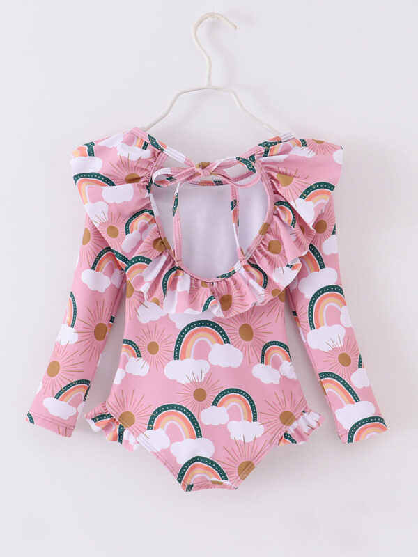 Pink Rainbow Ruffle Girl Swimsuit - Image 6