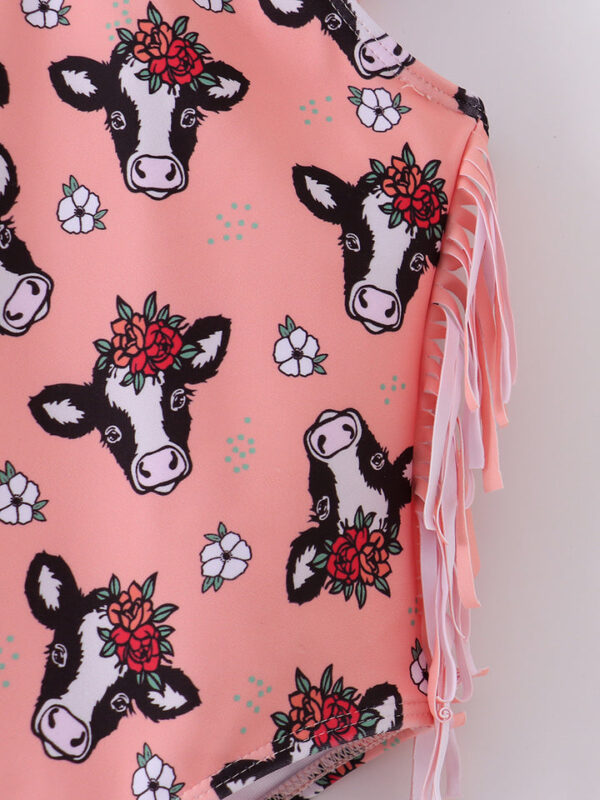 Cow Print Tassel Girl Swimsuit - Image 4
