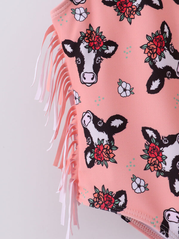 Cow Print Tassel Girl Swimsuit - Image 5