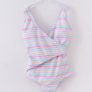 Stripe Mom & Me Family Women Swimsuit