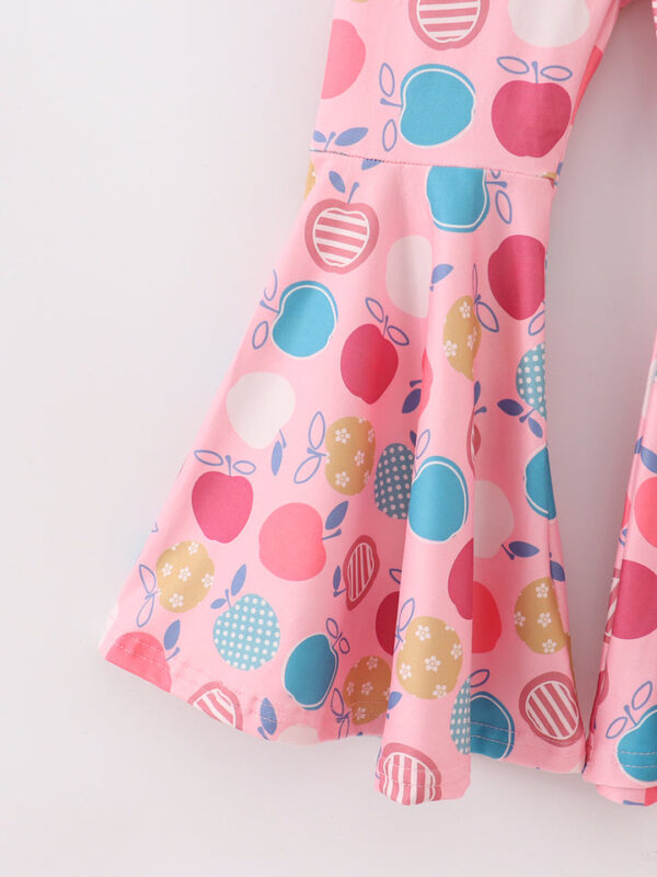 Back to School Apple Girl Bell Bottom Short Set - Image 4