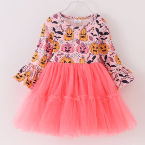 Halloween Pink Pumpkin Print Girl Tutu Dress