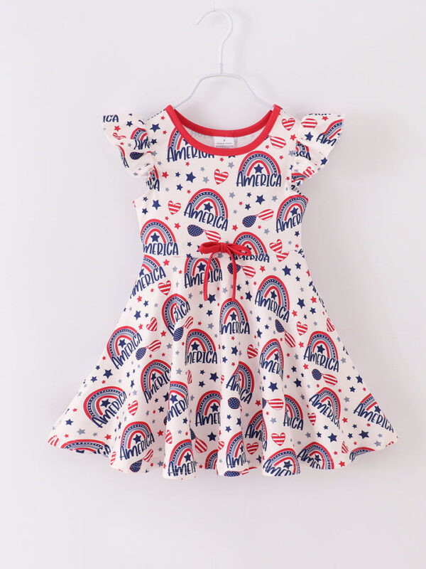 American Rainbow Ruffle Girl Dress