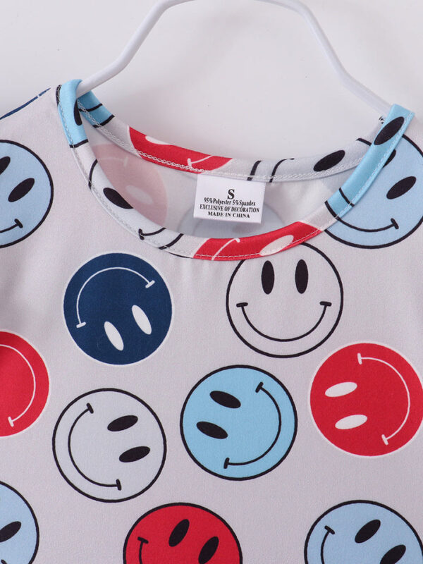 Red White Blue Smile Ruffle Girl Dress - Image 3