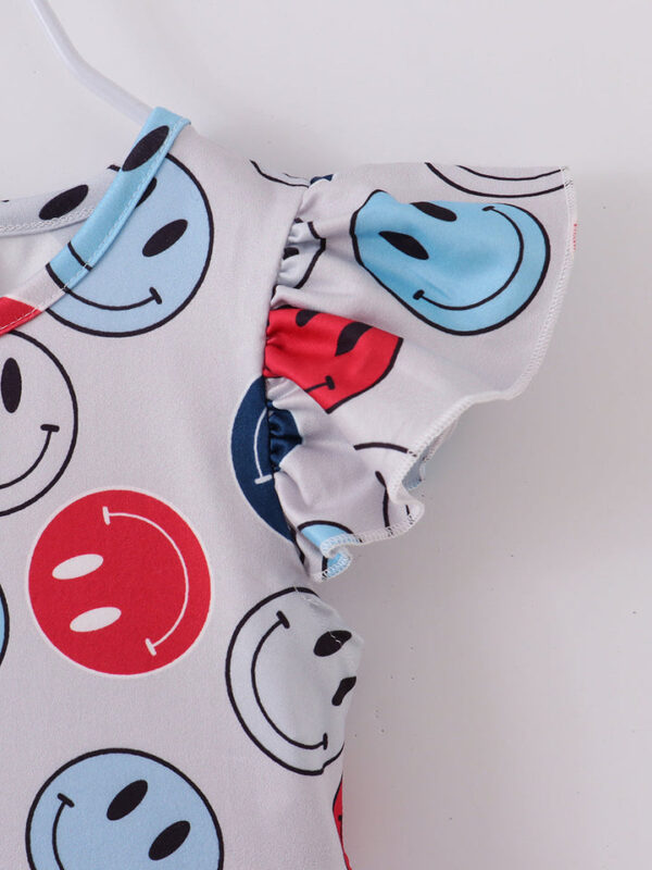 Red White Blue Smile Ruffle Girl Dress - Image 4
