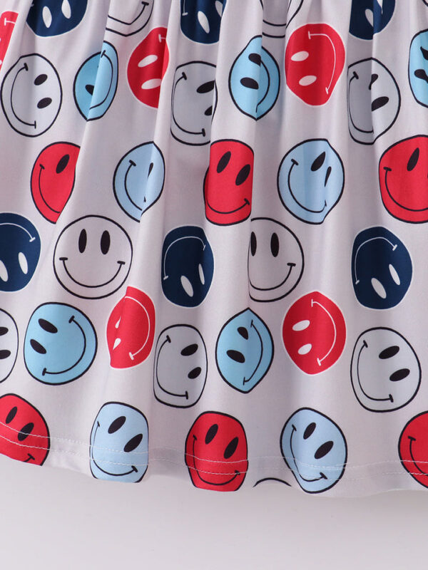 Red White Blue Smile Ruffle Girl Dress - Image 5