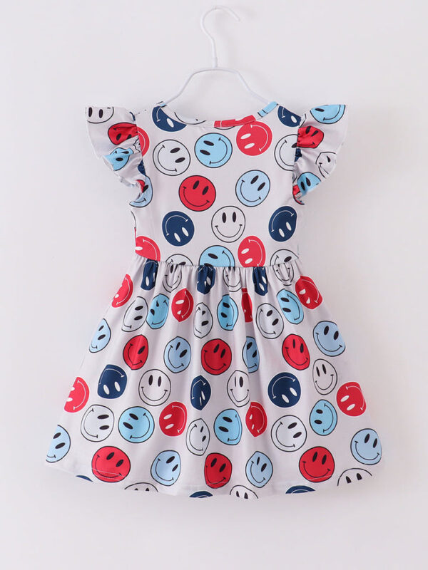 Red White Blue Smile Ruffle Girl Dress - Image 6