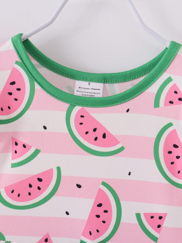 Pink Stripe Watermelon Ruffle Girl Dress - Image 3