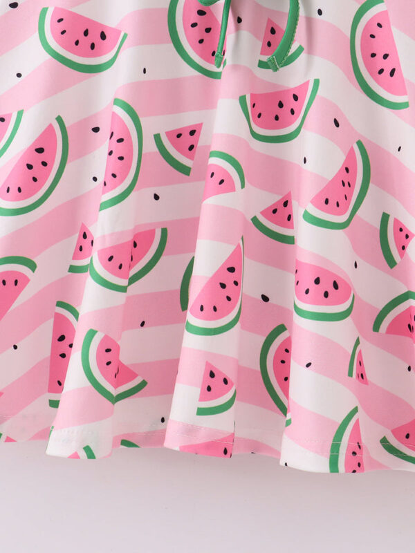 Pink Stripe Watermelon Ruffle Girl Dress - Image 5