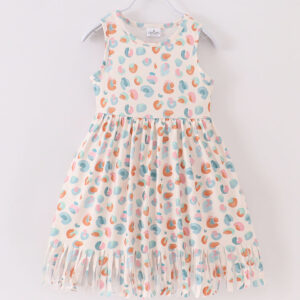 Blue Brown Leopard Print Girl Dress
