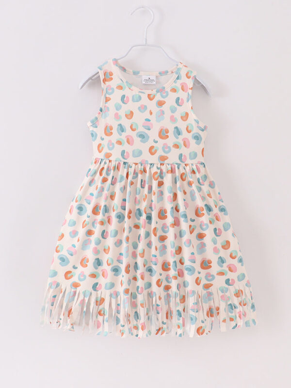 Blue Brown Leopard Print Girl Dress