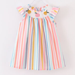 Fruit Stripe Smocked Girl Dress