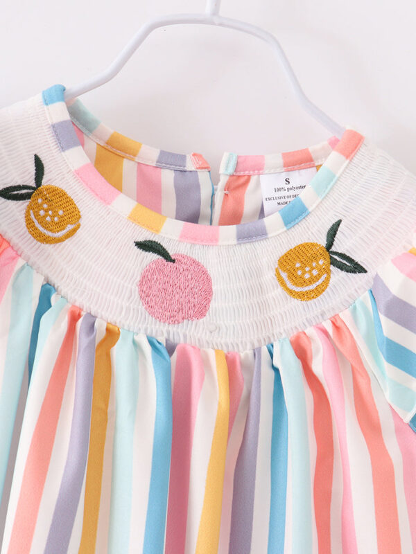 Fruit Stripe Smocked Girl Dress - Image 3