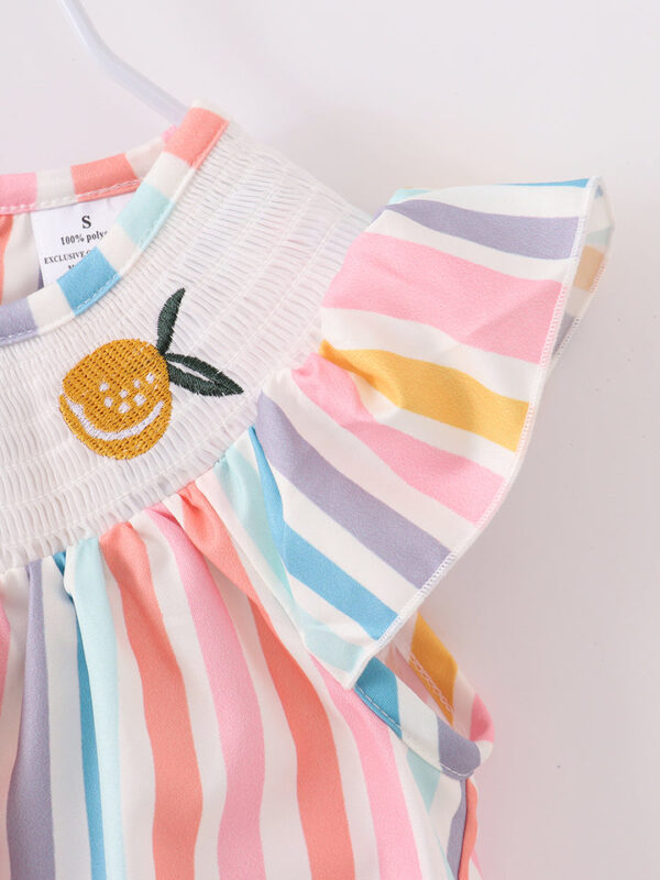 Fruit Stripe Smocked Girl Dress - Image 4