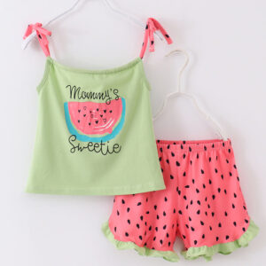 Sweetie Watermelon Ruffle Girl Short Set