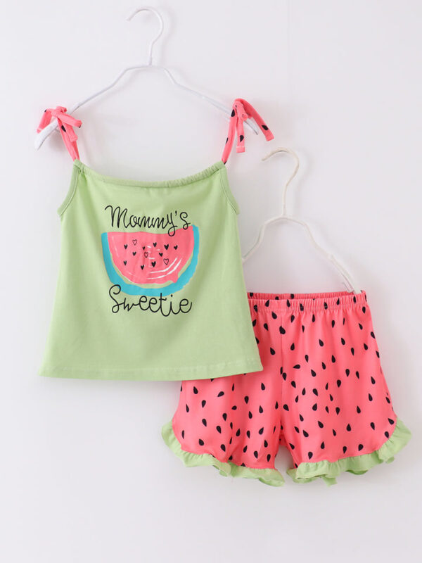 Sweetie Watermelon Ruffle Girl Short Set