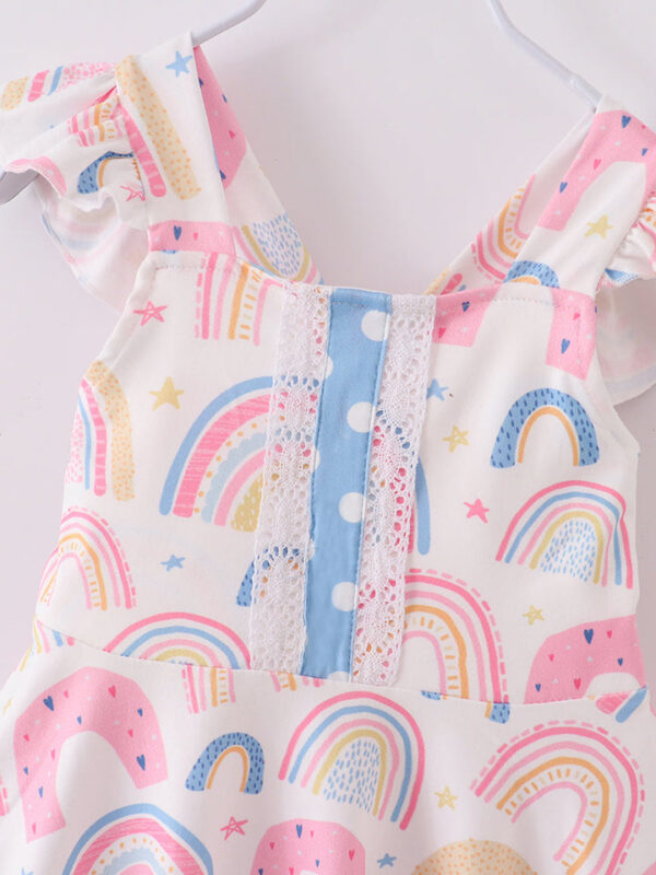 Pink Rainbow Ruffle Girl Dress - Image 3