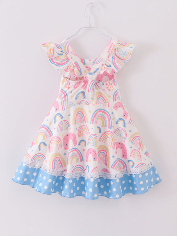 Pink Rainbow Ruffle Girl Dress - Image 6