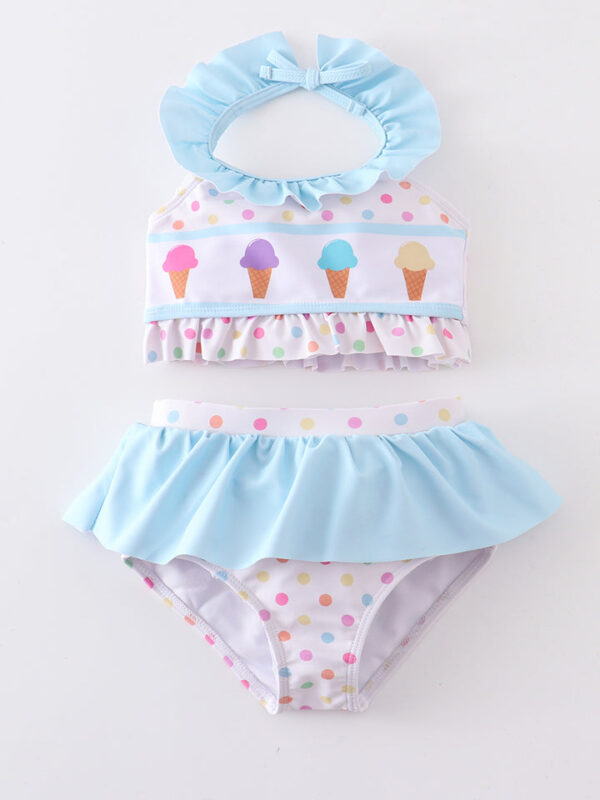 Ice Cream Ruffle Girl Swimsuit Set