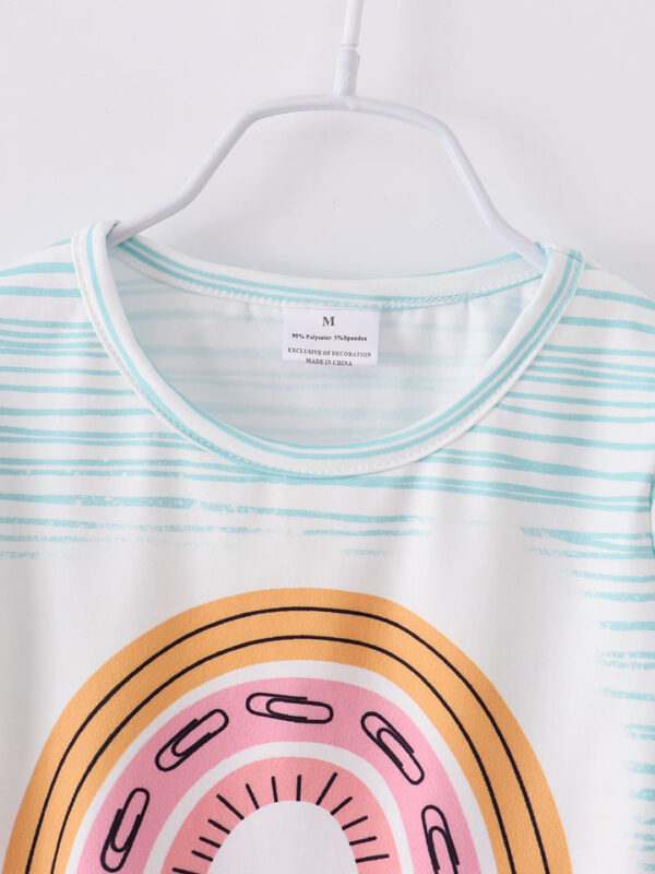 Back to School Rainbow Apple Girl Denim Short Set - Image 3