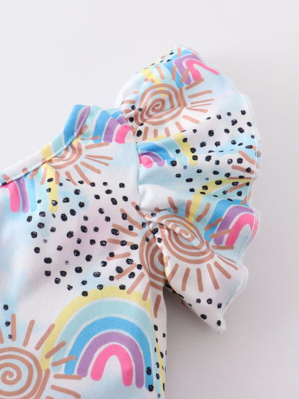 Rainbow Ruffle One Shoulder Baby Set - Image 3