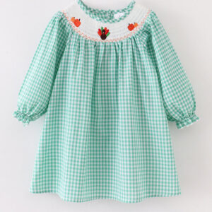 Pumpkin Turkey Smocked Plaid Dress