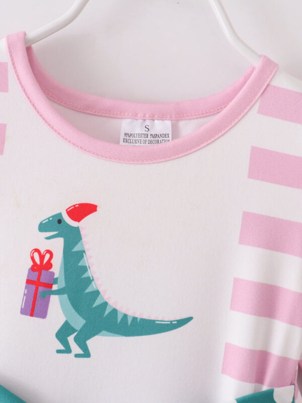 Dinosaur Stripe Dots Ruffle Twirl Dress - Image 3