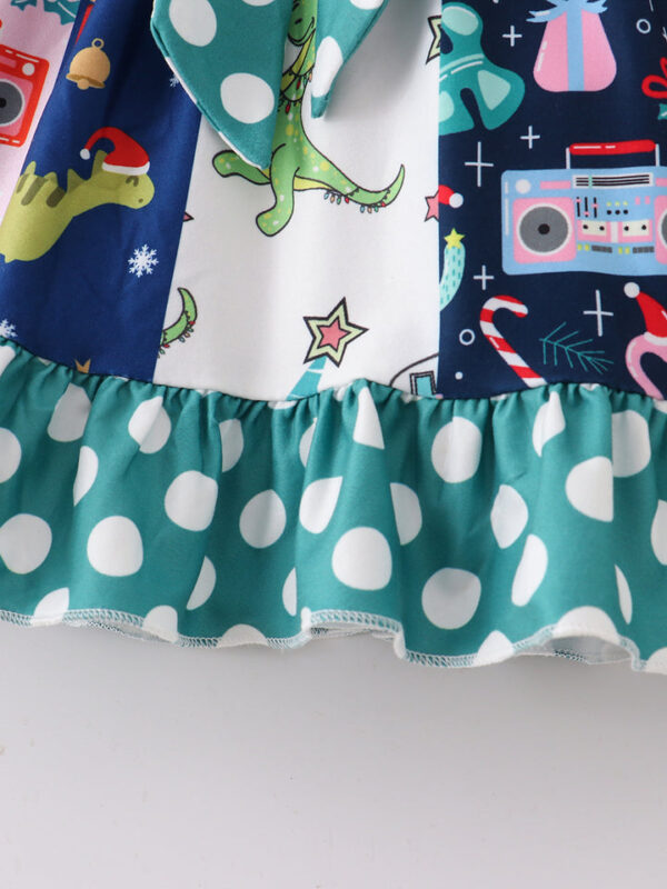Dinosaur Stripe Dots Ruffle Twirl Dress - Image 6