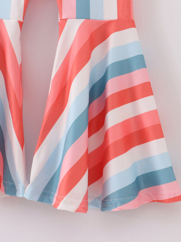 Pink Blue Stripe Girl Bell Pant - Image 4