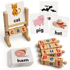 Wooden Reading Letters Spelling Block Games Puzzles