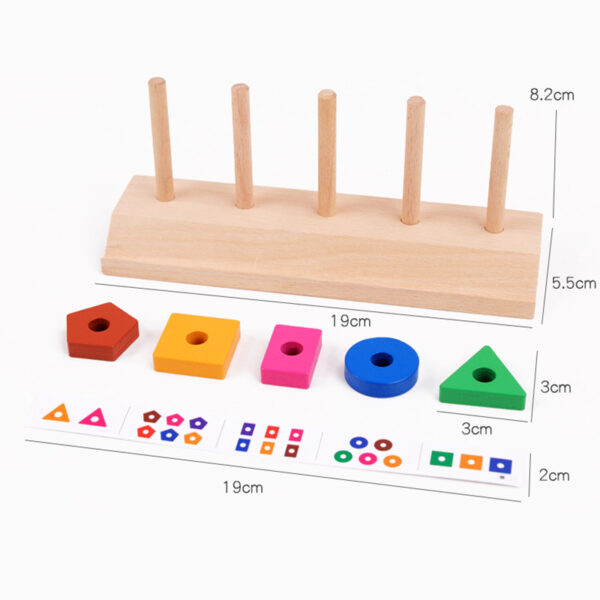 Wooden Four-pillar Cognitive Set Toy - Image 4