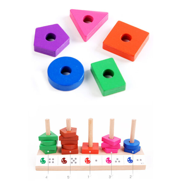 Wooden Four-pillar Cognitive Set Toy - Image 5