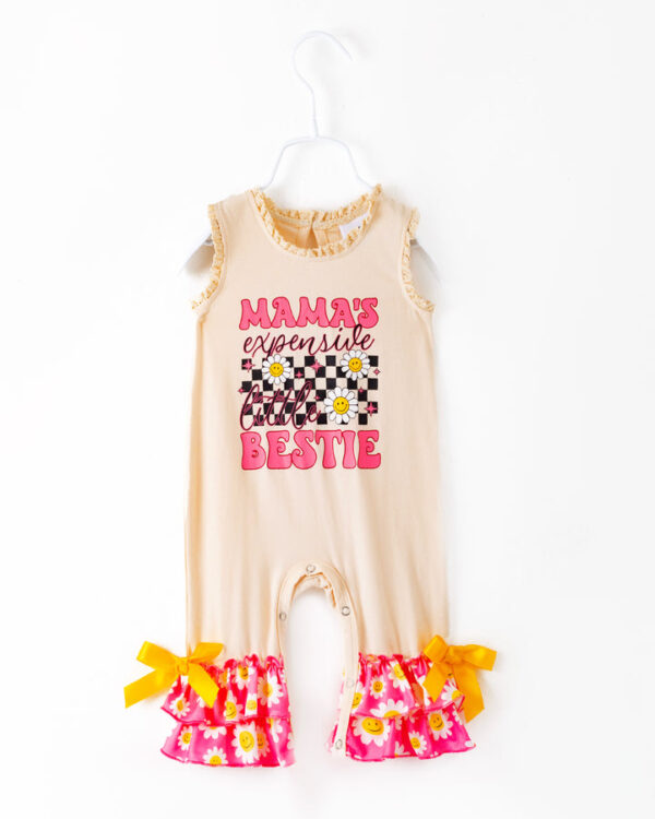 Pink Smile Daisy Ruffle Baby Girl Romper