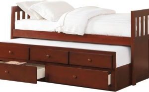 Homelegance Rowe Twin/Twin Trundle Bed with Two Storage Drawers in Dark Brown Cherry