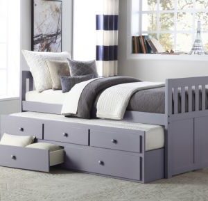 Homelegance Orion Twin/Twin Captain's Bed with Two Storage Drawers in Gray
