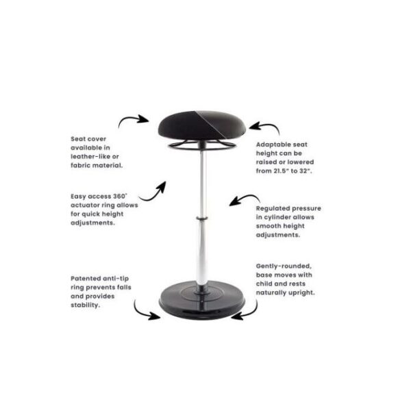 Adjustable 21½"-32" Height Sit-Stand Office Stool, GR05SS - Image 3